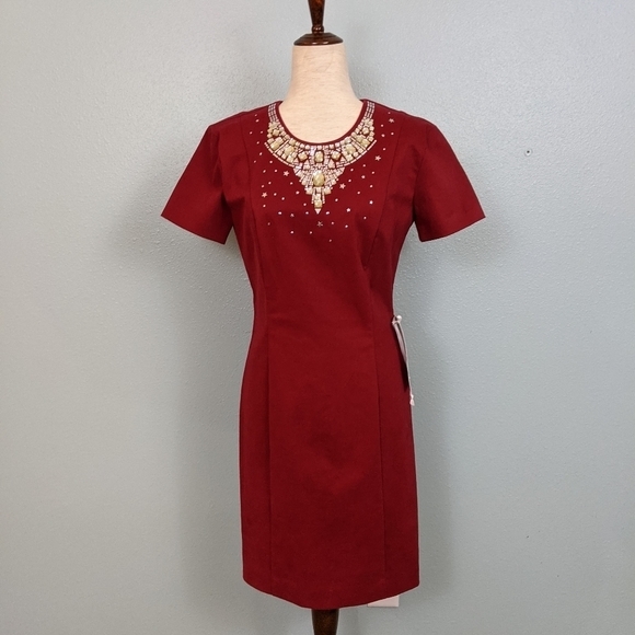 NWT Love Moschino red holiday jeweled dres…